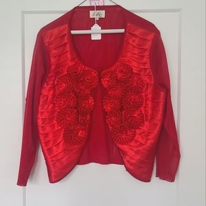 Lisa Renee red blouse  vintage 90s church blouse